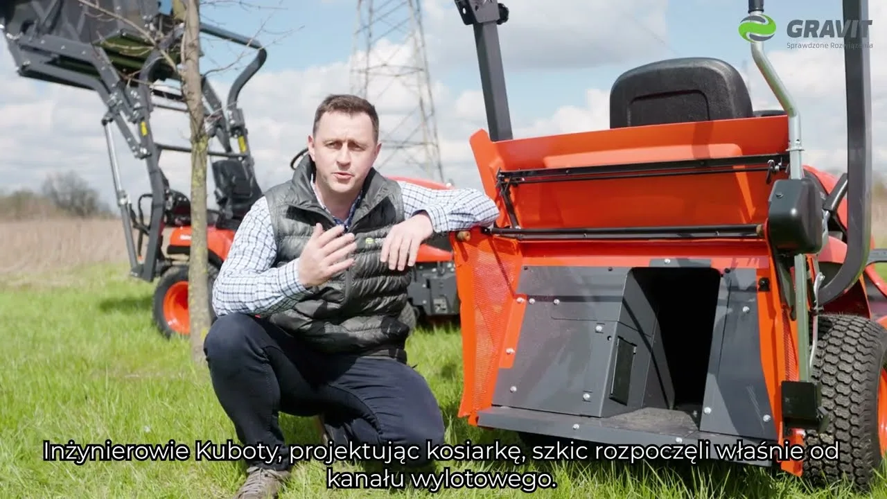 Kadr z filmu „Kosiarki Kubota Zero Turn Z122R, GZD15HD, ZD1211R”.
